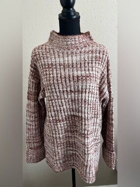 Old Navy Marled Brown & Cream Ribbed Tunic Sweater